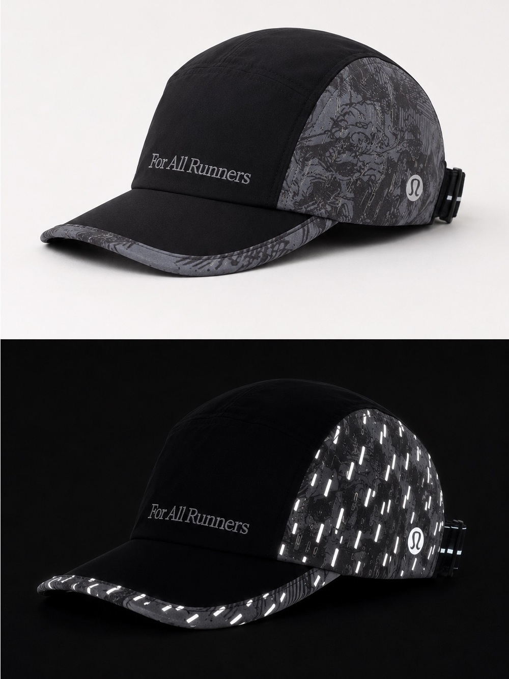 Lululemon Multi Panel Run Hat Size S/M Black Grey EUC